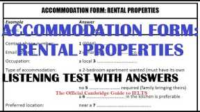 Accommodation form rental properties Listening test with answers