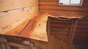 Building A Log Cabin | Ep. 50 | Building a custom live-edge counter + Finally a door latch!