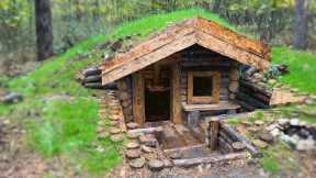 How to build HOUSE UNDERGROUND from START to FINISH 15 days in the forest. WOODWORKING