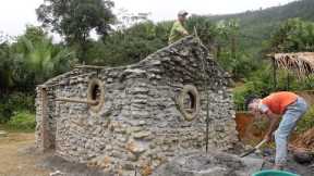 Orphan boy - Build a complete house with stones - BUILD A CABIN with lots of stones. Episode 75