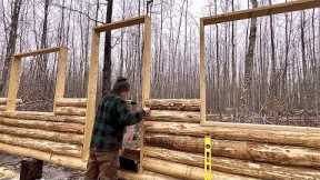 Solo Building A Big Log Cabin In The Woods: Building Log Walls