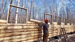 Building A Big Log Cabin In The Woods Alone: Framing In The Remaining Windows