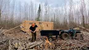 Clearing Land Around The New Off Grid Log Cabin Build: Filling The Woodshed