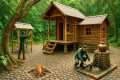 build a cheap square wooden house in