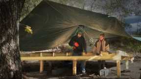 Our TINY WOOD CABIN BUILD Takes Shape Through a BIG Storm!