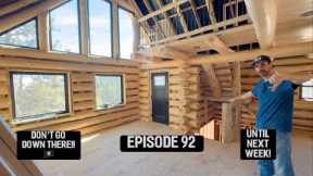 Off grid Log Cabin Build- Framing and Stairway building out 