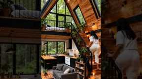 Modern A-Frame Cabin Interior 🪵✨ | Cozy Forest Living | Tiny House