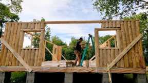 Building A Log Cabin To Raise My Family In | Front Windows Are In!