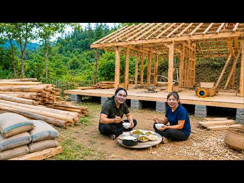Build a Wooden House on New Land and Have Our First Meal at the Construction Site | SURVIVAL ALONE