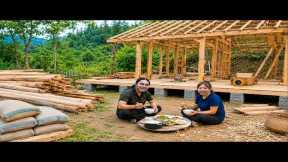 Build a Wooden House on New Land and Have Our First Meal at the Construction Site | SURVIVAL ALONE